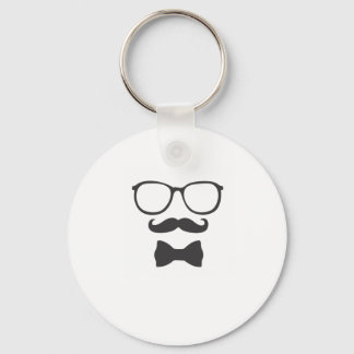 Mustache Hipster Bowtie Glasses Keychain