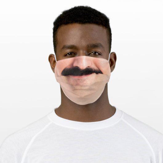 Mustache Hipster Face Mouth Beard Man Laughing Adult Cloth Face Mask (Worn)