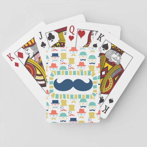 Mustache Hipster _ Mens Boys Hats Glasses Playing Cards