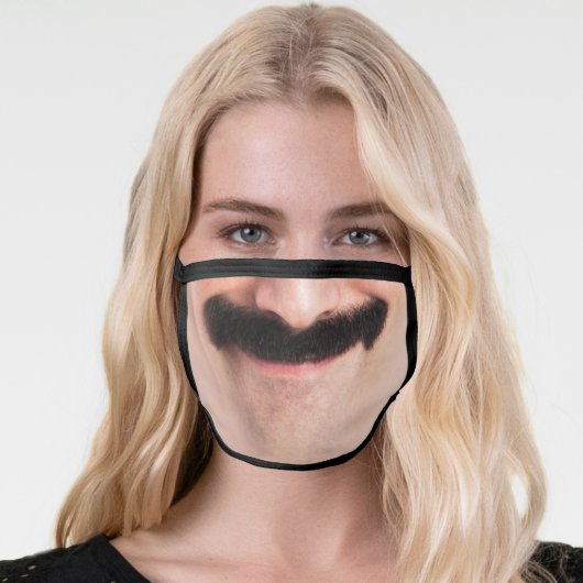 Mustache Hipster Mouth Beard Man Laughing Face Mask (Worn Her)