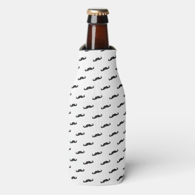 Mustache hipster pattern 2 bottle cooler (Bottle Front)