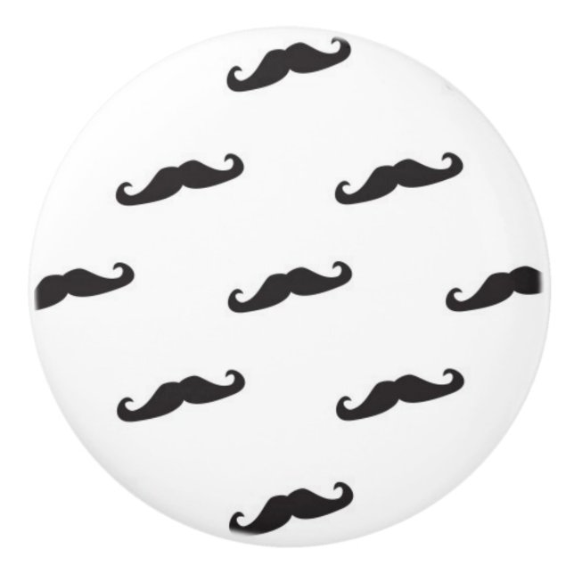 Mustache hipster pattern 2 ceramic knob (Front)