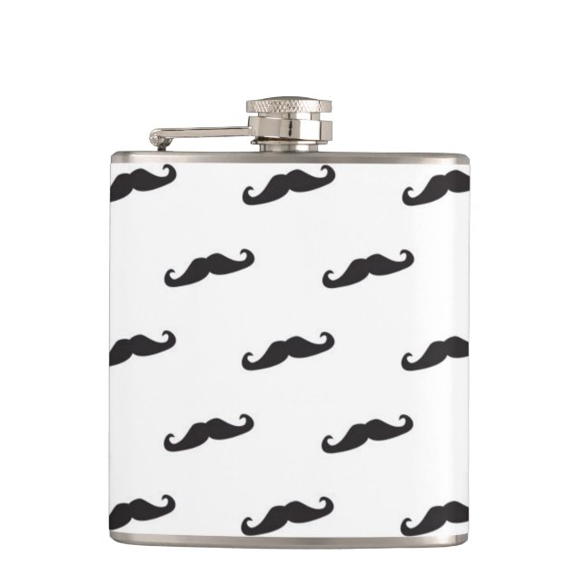 Mustache hipster pattern 2 hip flask (Front)