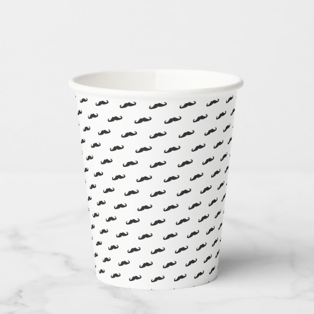 Mustache hipster pattern 2 paper cups (Left)