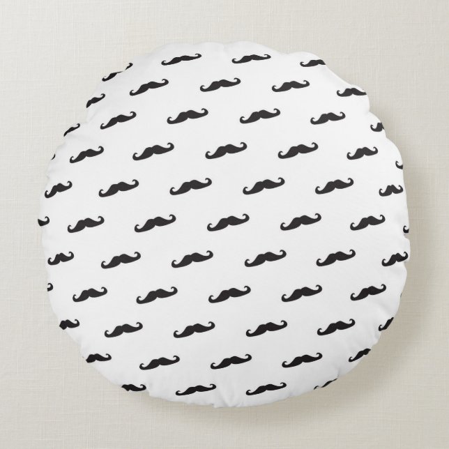 Mustache hipster pattern 2 round pillow (Front)
