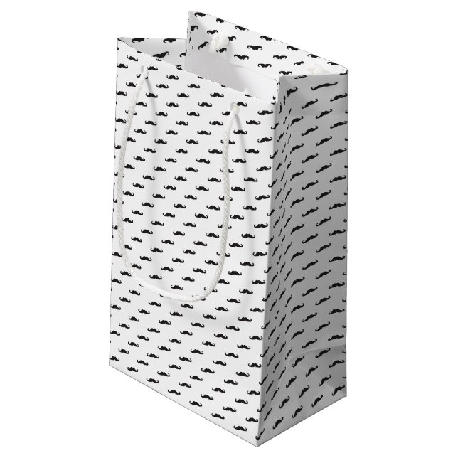 Mustache hipster pattern 2 small gift bag (Back Angled)