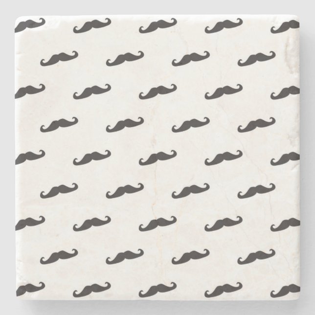 Mustache hipster pattern 2 stone coaster (Front)