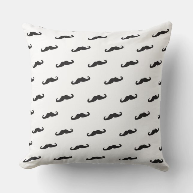 Mustache hipster pattern 2 throw pillow (Front)