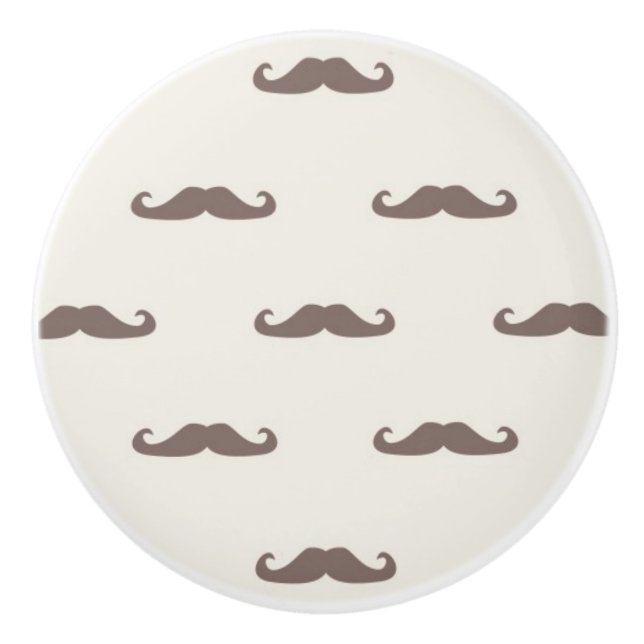Mustache hipster pattern 3 ceramic knob (Front)