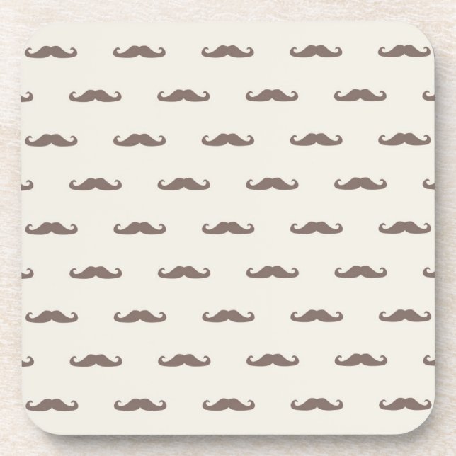 Mustache hipster pattern 3 drink coaster (Front)