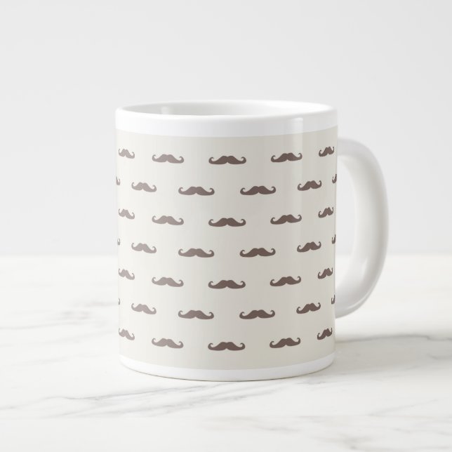 Mustache hipster pattern 3 giant coffee mug (Front Right)