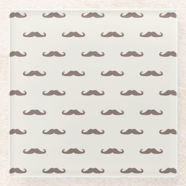Mustache hipster pattern 3 glass coaster (Front)