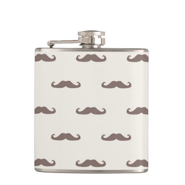 Mustache hipster pattern 3 hip flask (Front)