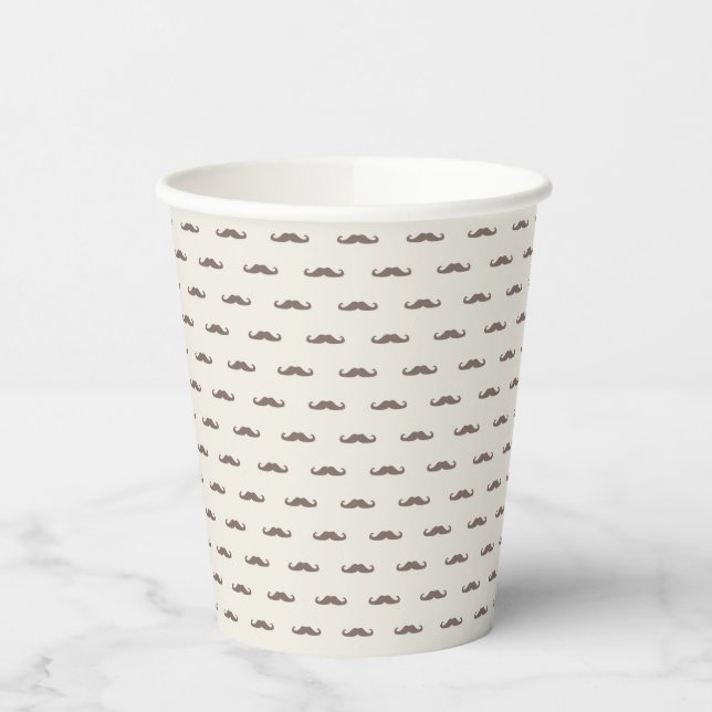 Mustache hipster pattern 3 paper cups (Left)