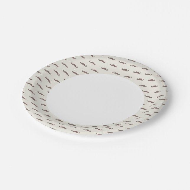 Mustache hipster pattern 3 paper plates (Angled)