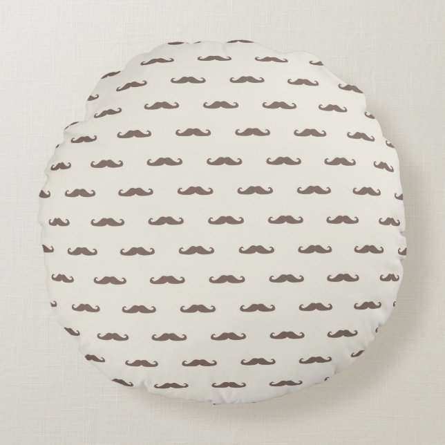 Mustache hipster pattern 3 round pillow (Front)