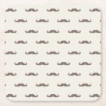 Mustache hipster pattern 3 square paper coaster