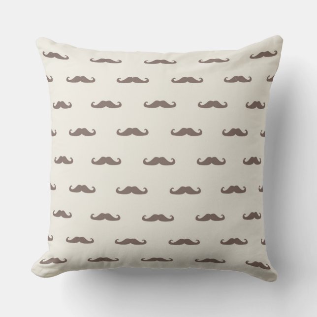 Mustache hipster pattern 3 throw pillow (Front)