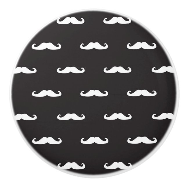 Mustache hipster pattern ceramic knob (Front)