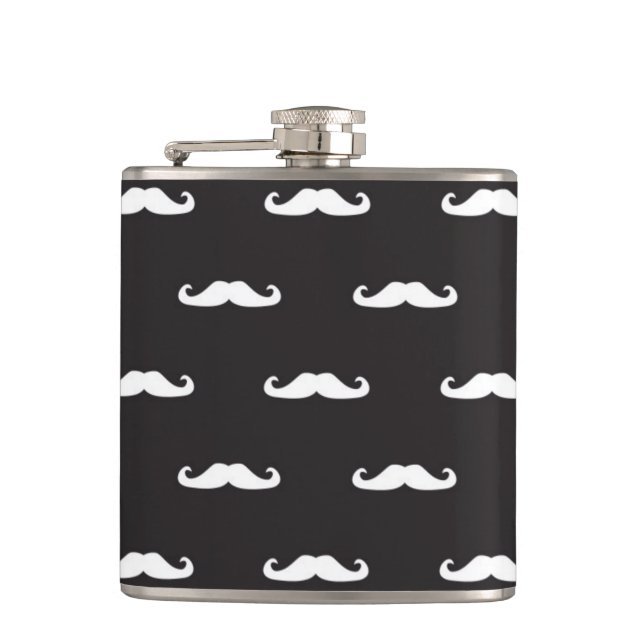 Mustache hipster pattern flask (Front)