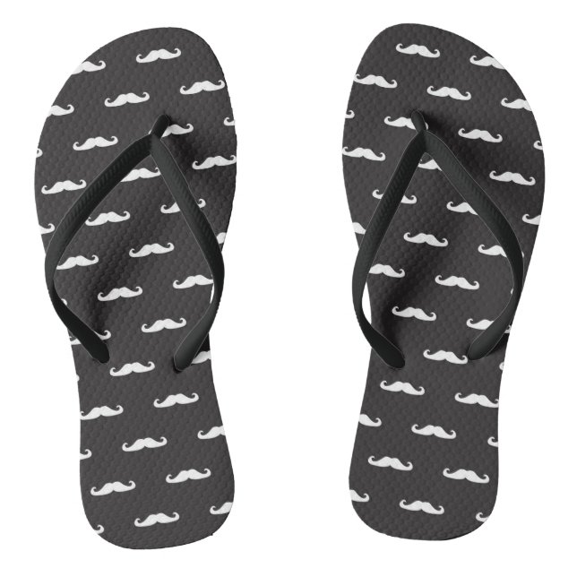 Mustache hipster pattern flip flops (Footbed)
