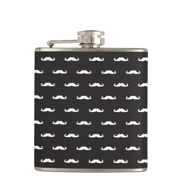 Mustache hipster pattern hip flask (Front)