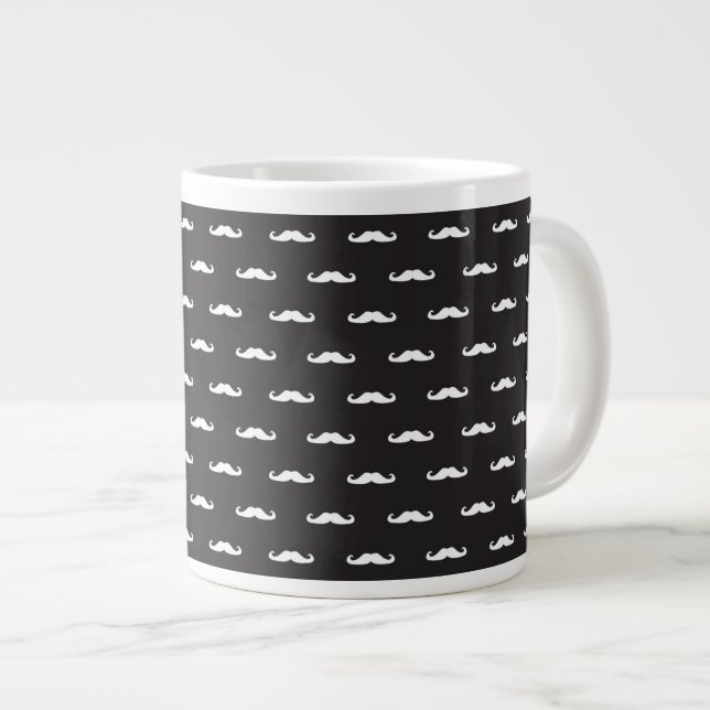 Mustache hipster pattern large coffee mug (Front Right)