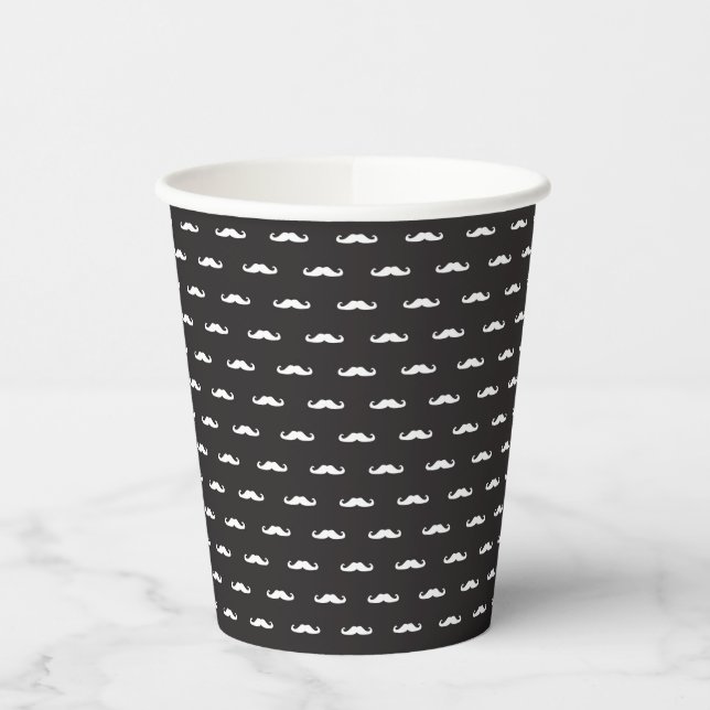 Mustache hipster pattern paper cups (Left)