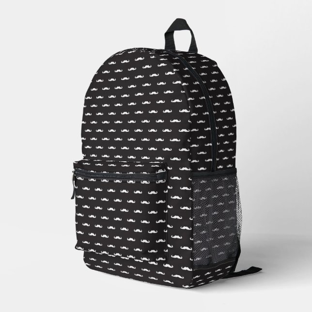 Mustache hipster pattern printed backpack (Back Corner Right)