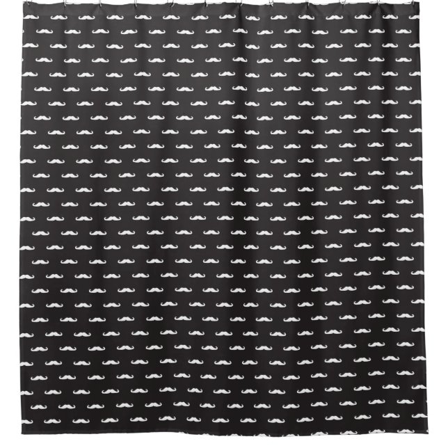 Mustache hipster pattern shower curtain (Front)