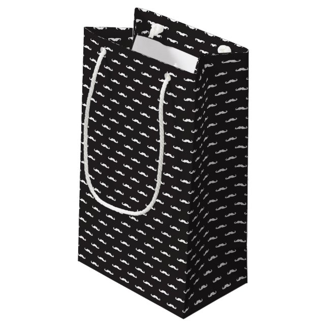 Mustache hipster pattern small gift bag (Back Angled)