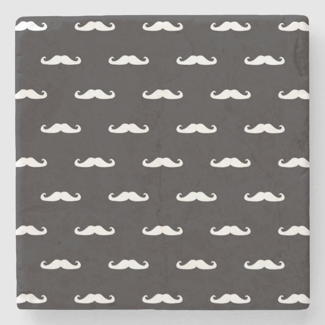 Mustache hipster pattern stone coaster (Front)