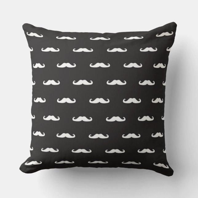 Mustache hipster pattern throw pillow (Front)