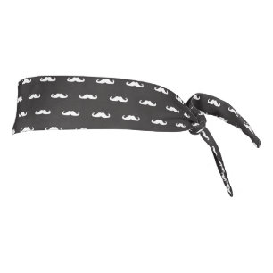 Mustache hipster pattern tie headband