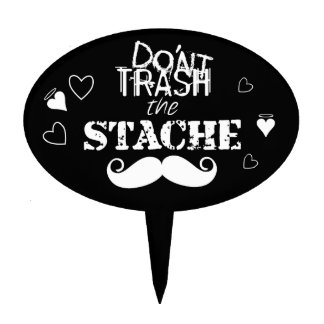 Mustache Hipster Retro Pattern Cake Topper