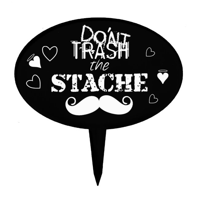 Mustache Hipster Retro Pattern Cake Topper (Front)