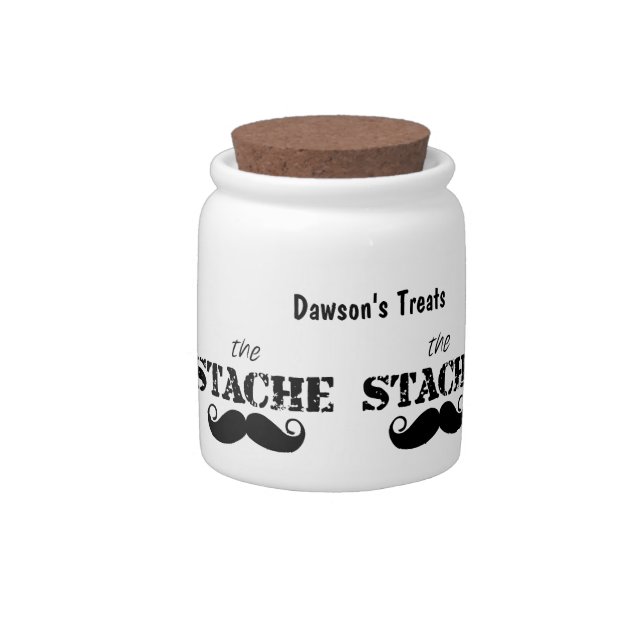 Mustache Hipster Retro Pattern Candy Jar (Right)