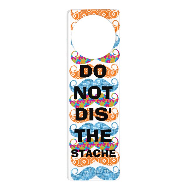 Mustache Hipster Retro Pattern Door Hanger (Front)