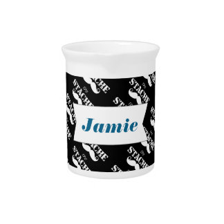 Mustache Hipster Retro Pattern Drink Pitcher