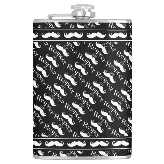 Mustache Hipster Retro Pattern Flask (Front)