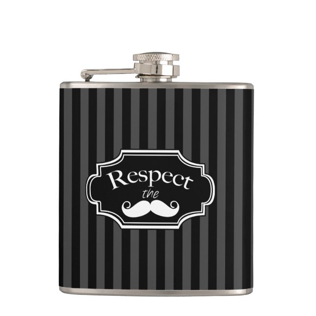 Mustache Hipster Retro Pattern Flask (Front)