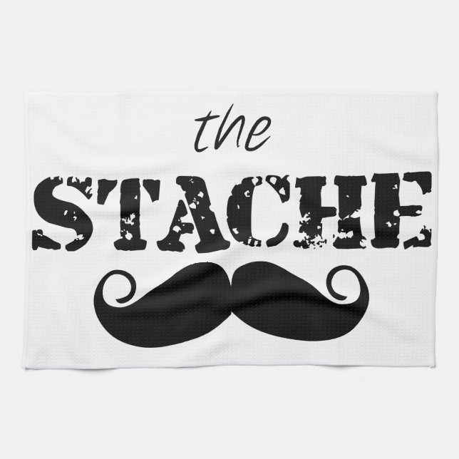 Mustache Hipster Retro Pattern Kitchen Towel (Horizontal)