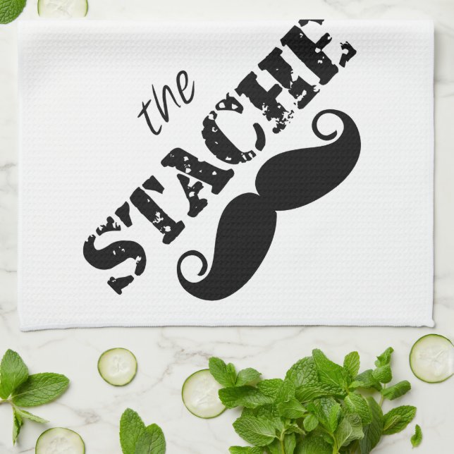 Mustache Hipster Retro Pattern Kitchen Towel (Folded)