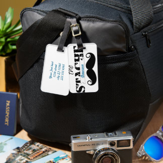 Mustache Hipster Retro Pattern Luggage Tag