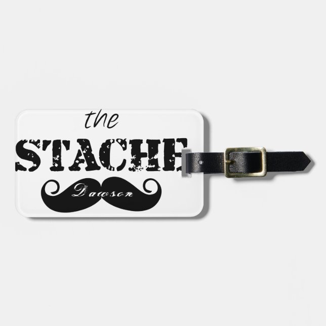 Mustache Hipster Retro Pattern Luggage Tag (Front Horizontal)