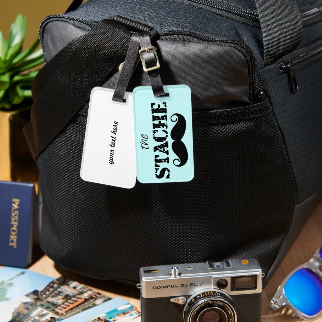 Mustache Hipster Retro Pattern Luggage Tag (Front & Back)
