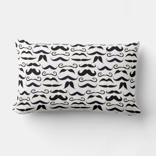Mustache Hipster Retro Pattern Lumbar Pillow