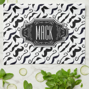 Mustache Hipster Retro Pattern Towel