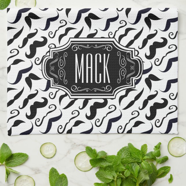 Mustache Hipster Retro Pattern Towel (Folded)