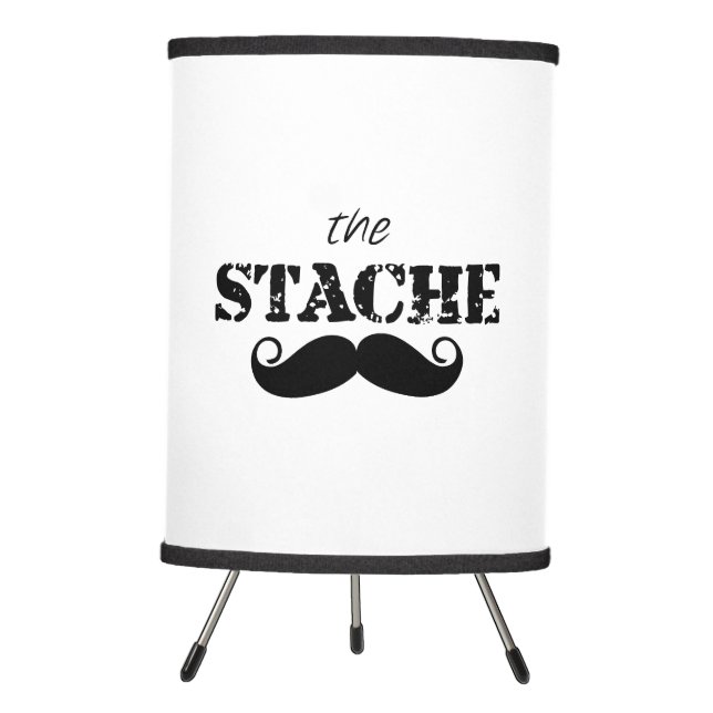 Mustache Hipster Retro Pattern Tripod Lamp (Front)